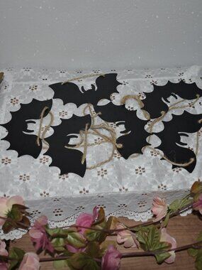 Rustic Cottage Farmhouse Black Metal Bats Jute Rope Garland Fall Halloween Decor